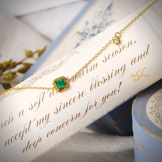 Emerald Dreamscape Bracelet plated with 14K gold