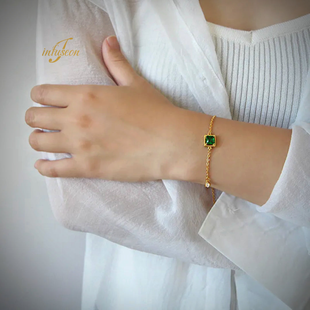 Emerald Dreamscape Bracelet plated with 14K gold